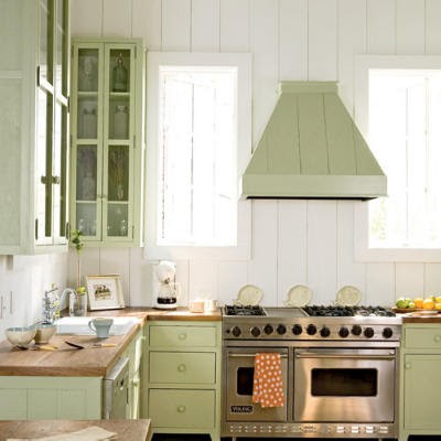kitchen with a green color palette