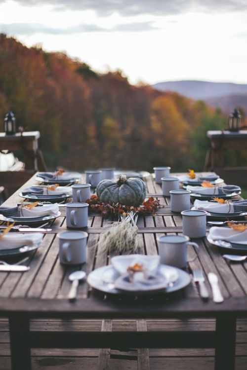 Rustic Thanksgiving table decorated in a simple, minimal style