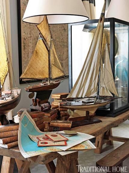 Model sail boats serving as some beauitful nautical decor