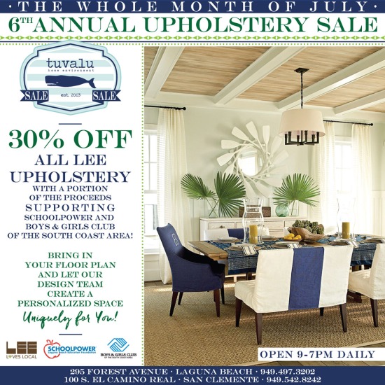 Tuvalu Home 6th Annual Lee Upholstery Sale