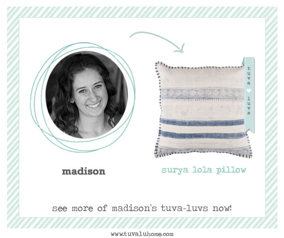 A Tuva-Luv from Madison! The Surya Lola Pillow!