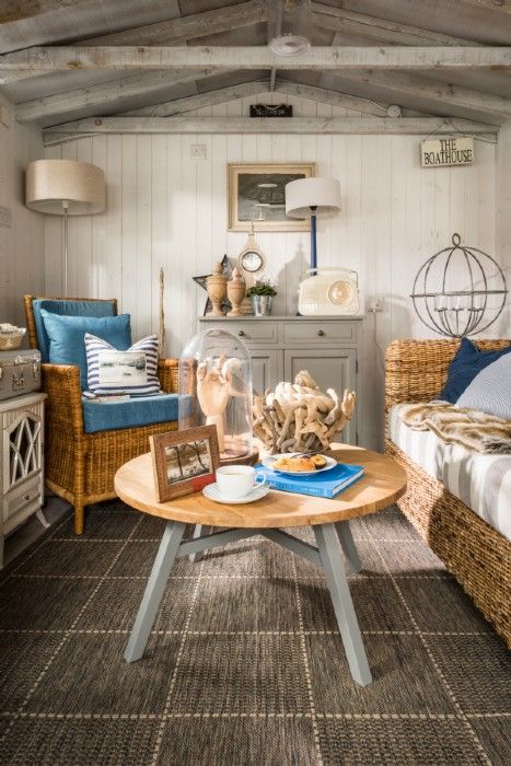 Coastal cottage living room with cozy vibes and beach inspired decor