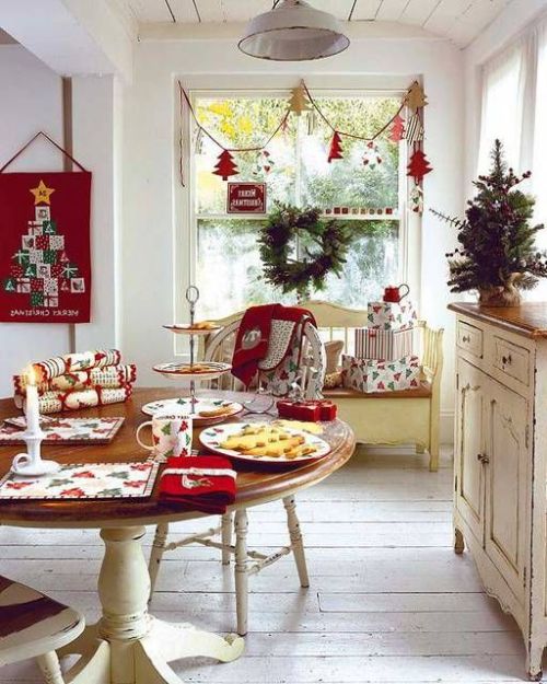 Festive holiday decor in a cozy cottage