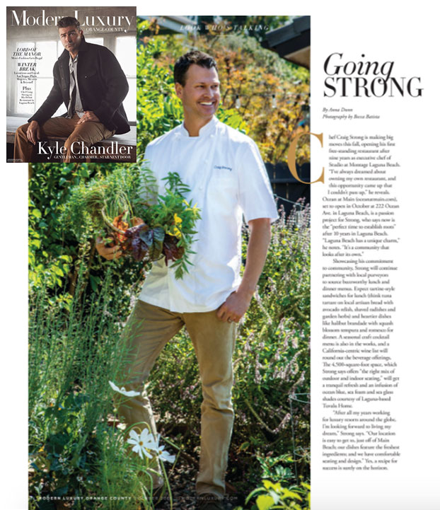 Tuvalu Home featured in Modern Luxury OC in an article about Chef Craig Strong