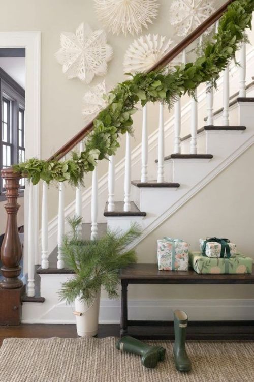 Garland on the stairs