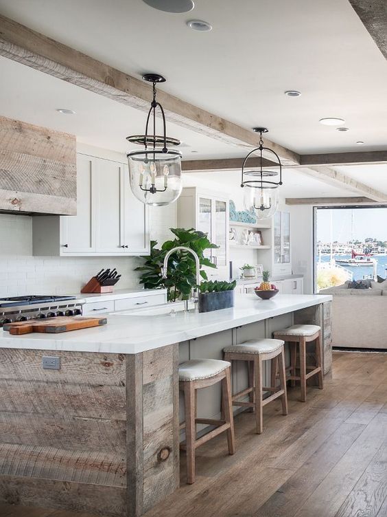 Clean lines in the kitchen with a rustic coastal cottage look