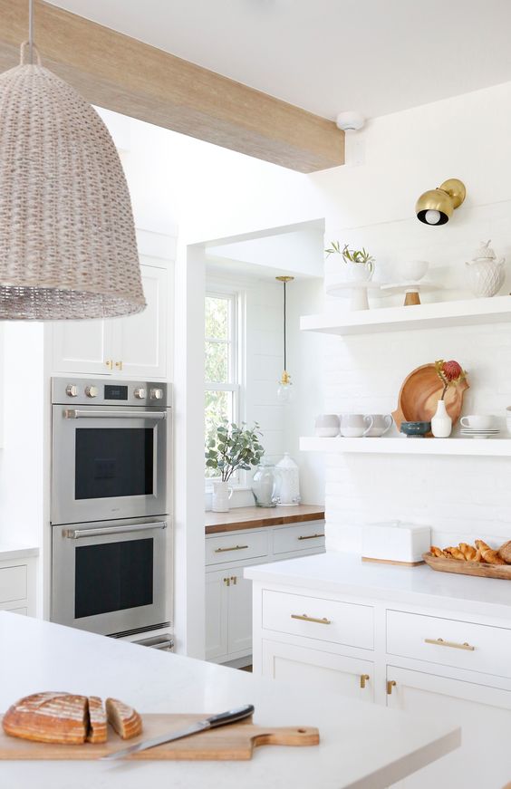 White space with lots of textures and colors to bring the kitchen space to life